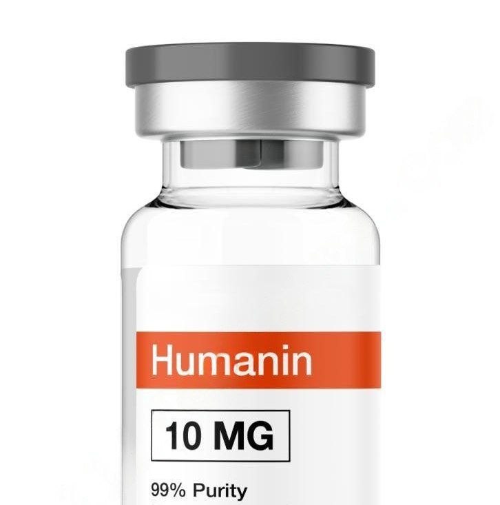Humanin 10mg vial high-purity mitochondrial-derived peptide for neuroprotection and cytoprotective research.