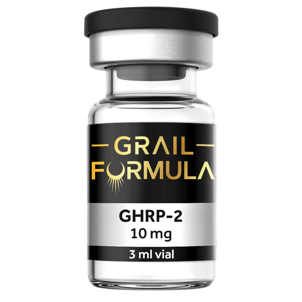 GHRP-2 5mg research-grade lyophilized peptide vial for endocrine studies.
